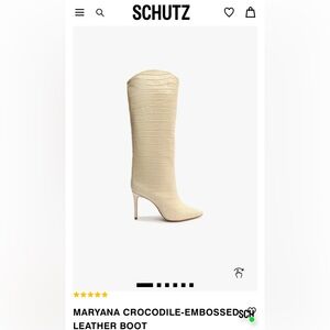 SCHUTZ Cream Croc-Embossed Heeled Boots